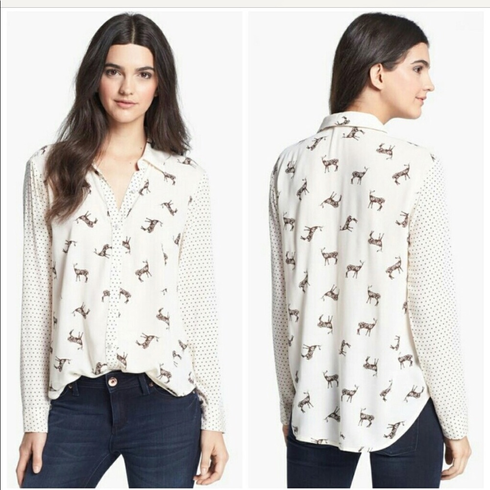 Ella moss Jane doe mixed print blouse, m